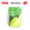 Green package of RYZé Mushroom Matcha with branding and promotional text on a white background
