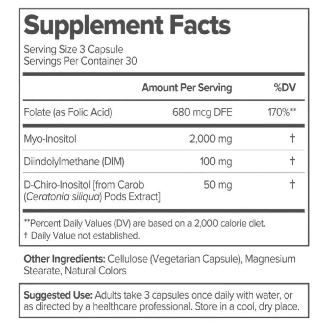 Supplement facts label with detailed nutritional information on a white background