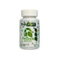White supplement bottle with green and black text on a white background