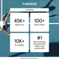 Thorne brand advertisement with statistics on health professionals, sports teams, pro athletes, and clinical recommendations.