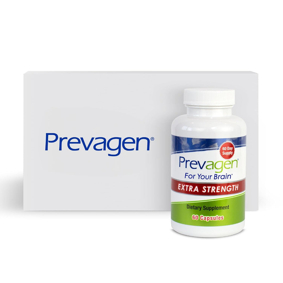 Prevagen Extra Strength capsules bottle with branded packaging box for memory and brain performance support
