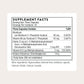 Supplement facts label on a white background