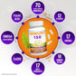 Vitamin supplement bottle labeled 'Immuno 150' with health benefits listed around it on a light gray background.
