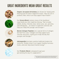 Product description card with images and text about health benefits of ingredients.