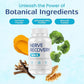 Supplement bottle labeled 'Nerve Recovery Max' with botanical ingredients on a light blue background