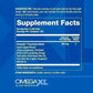 Supplement facts label for OmegaXL by Great HealthWorks on a blue background