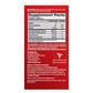Supplement facts label on a red background
