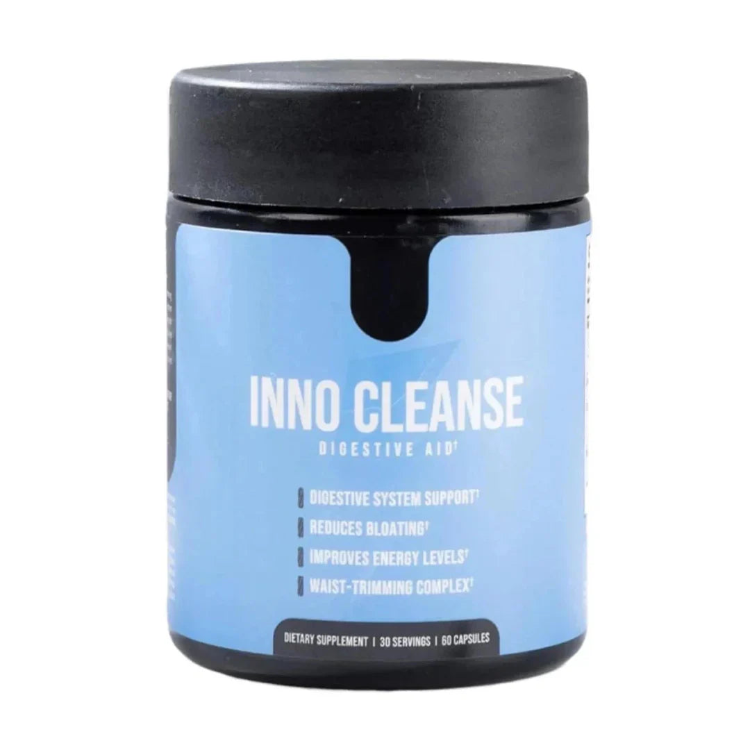 Container of INNO CLEANSE digestive aid on a white background