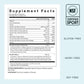 Supplement facts label with NSF Certified Sport logo on a light blue background