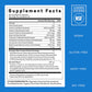 Supplement facts label with NSF certification logo on a blue background