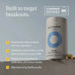 Nutrafol supplement container with certification details on a gray background